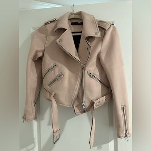 Light pink Zara jacket. Size small. Moto jacket w/ belt, suede texture